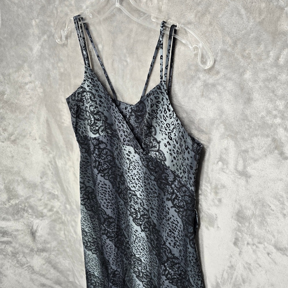 Rolling Over Dress Women M Gray Black Leopard Lace Print Maxi Y2K Goth Grunge - Picture 8 of 11